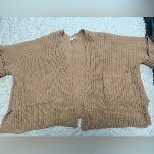 POL Cuffed Sleeve Open Front Sweater